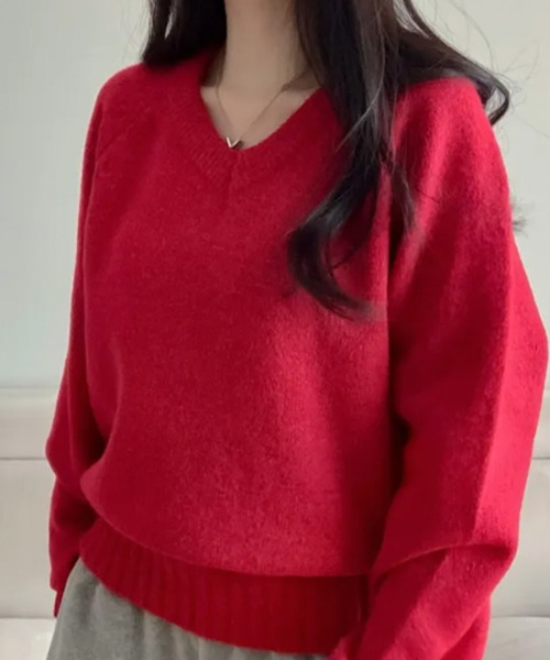 ニット 服 ふわかる ストレッチ 軽量 クルーネック 畦編み ニット (B＆T CLUB