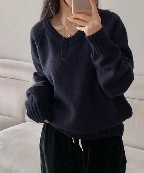 ニット　トップス　セーター ニット セーター Vネック ニットトップス新色追加 レディース