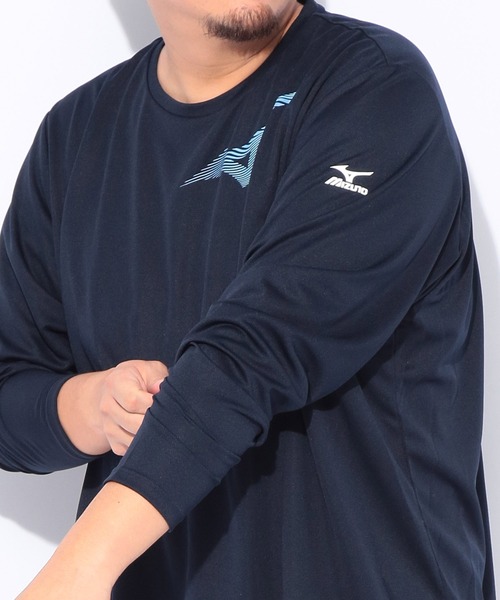 tシャツ MIZUNO (ミズノ) Pure Hyper ドライ ロゴプリント クルーネック 長袖 Tシャツ メンズ