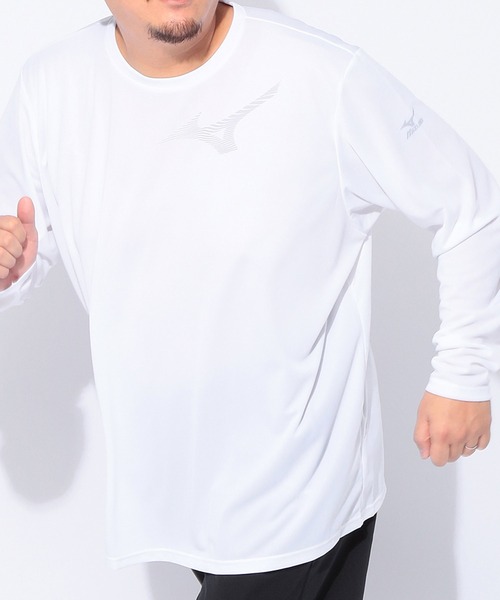 tシャツ MIZUNO (ミズノ) Pure Hyper ドライ ロゴプリント クルーネック 長袖 Tシャツ メンズ
