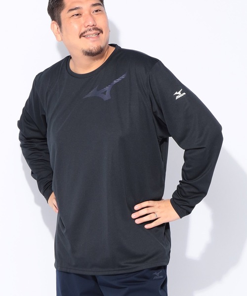 tシャツ MIZUNO (ミズノ) Pure Hyper ドライ ロゴプリント クルーネック 長袖 Tシャツ メンズ