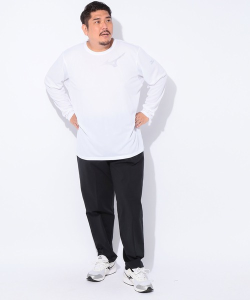 tシャツ MIZUNO (ミズノ) Pure Hyper ドライ ロゴプリント クルーネック 長袖 Tシャツ メンズ