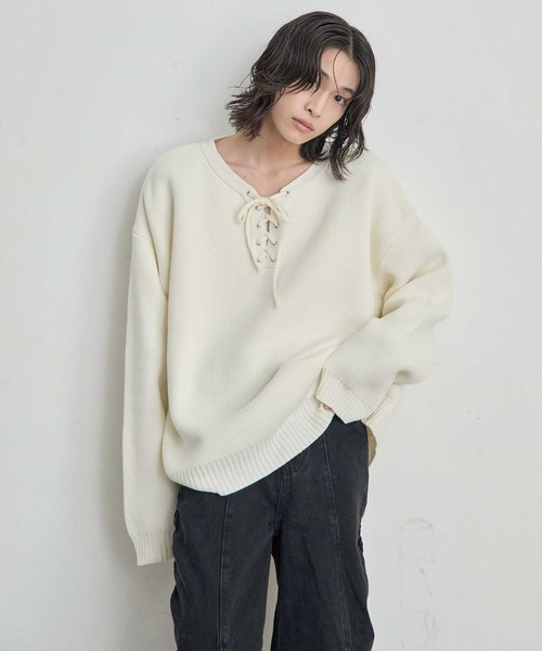Heart Tattoo セーター ニット lace up BIG knit / レースアップBIG