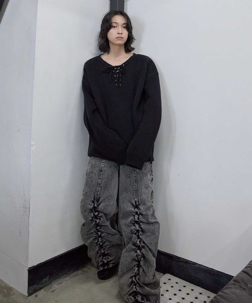セーター ニット lace up BIG knit / レースアップBIGニット メンズ レディース_8