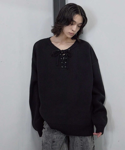 セーター ニット lace up BIG knit / レースアップBIGニット メンズ レディース_11
