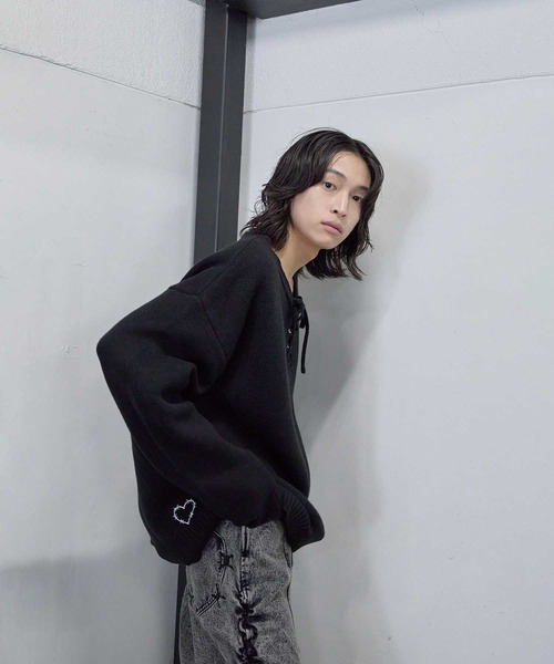 Heart Tattoo セーター ニット lace up BIG knit / レースアップBIG