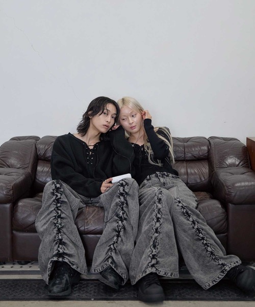 Heart Tattoo セーター ニット lace up BIG knit / レースアップBIG