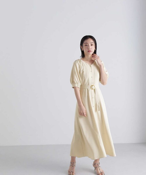 「NATURAL BEAUTY BASIC」 半袖ワンピース SMALL ネイビー レディース_画像3