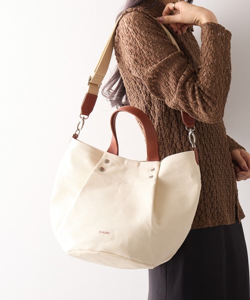 Beau're（ヴュレ） トートバッグ 「BEAURE」コットン×カウレザー