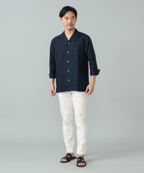 BEAMS F（ビームスF） シャツ リネン ソリッド オープンカラーシャツ