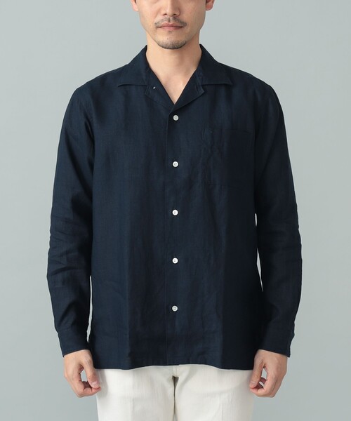 BEAMS F（ビームスF） シャツ リネン ソリッド オープンカラーシャツ