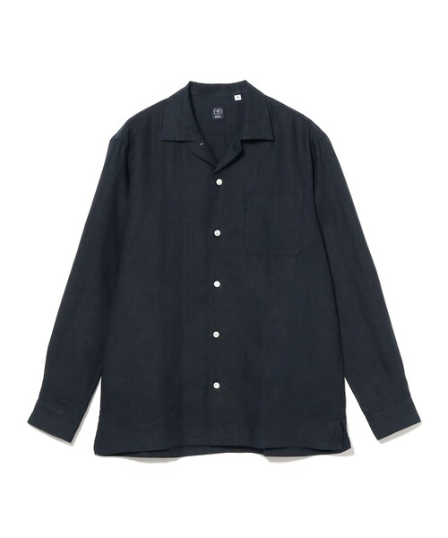 BEAMS F（ビームスF） シャツ リネン ソリッド オープンカラーシャツ