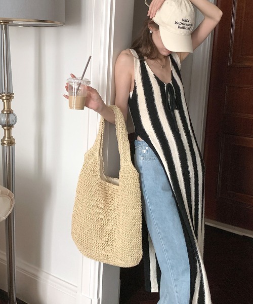 「Riff」 ノースリーブワンピース FREE ブルー レディース_画像5