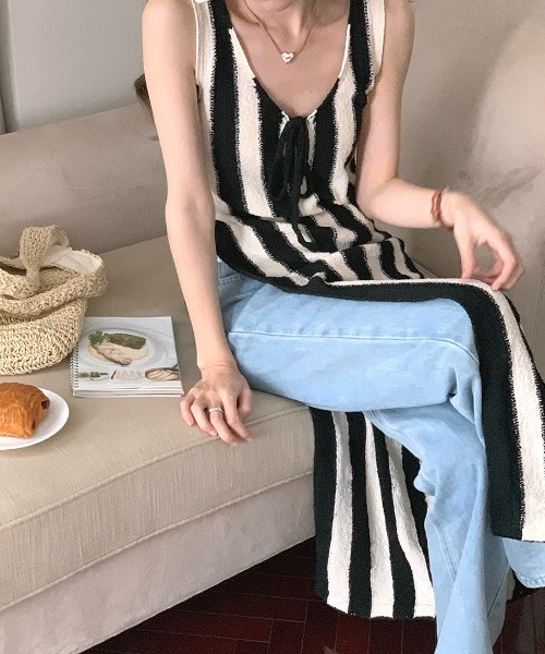 「Riff」 ノースリーブワンピース FREE ブルー レディース_画像9