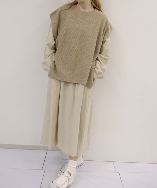 「haupia」 ニットベスト MEDIUM ベビーピンク レディース_画像2