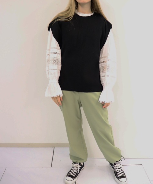 「haupia」 ニットベスト MEDIUM ベビーピンク レディース_画像9