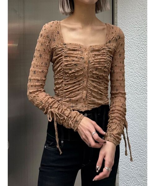 EMODA（エモダ） tシャツ フロントボタンギャザートップ レディース
