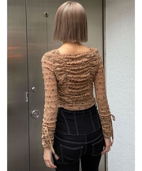 EMODA（エモダ） tシャツ フロントボタンギャザートップ レディース 