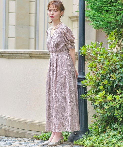 「GIRL」 半袖ワンピース M ピンクベージュ レディースの画像
