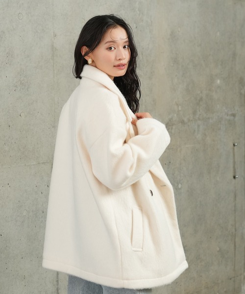 【限定価格】新品未使用　gypsohila ピーコート　ホワイト TRUDEA（トルディア） ピーコート pコート シャギーテーラーハーフ