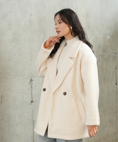 TRUDEA（トルディア） ピーコート pコート シャギーテーラーハーフ