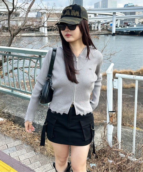 「sedacle girl」 ジップアップパーカー MEDIUM ブラウン レディース_画像3