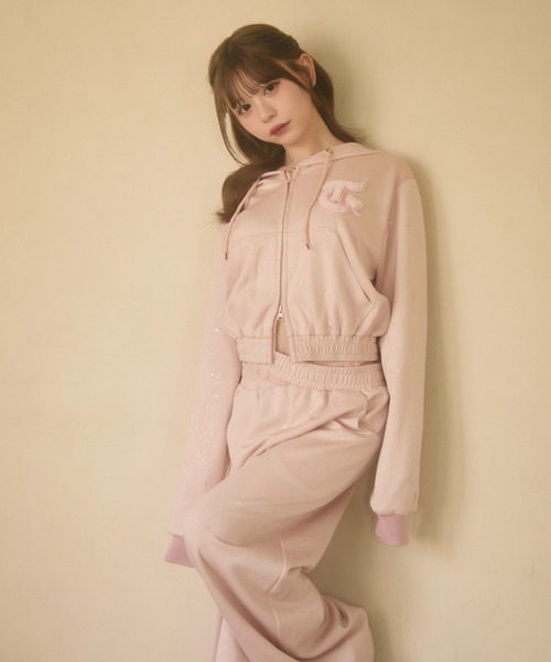 00s OLD GAP ファー ラメ ジップパーカー 平成女児 平成ギャル 短丈