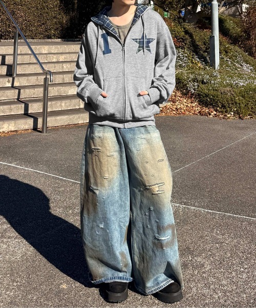 パーカー リバーシブルチェックジップパーカー メンズ レディース