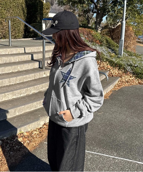 パーカー リバーシブルチェックジップパーカー メンズ レディース