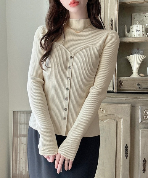 「Meiru」 長袖ニット MEDIUM アイボリー レディース_画像2