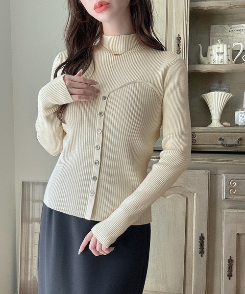 「Meiru」 長袖ニット MEDIUM アイボリー レディース_画像3