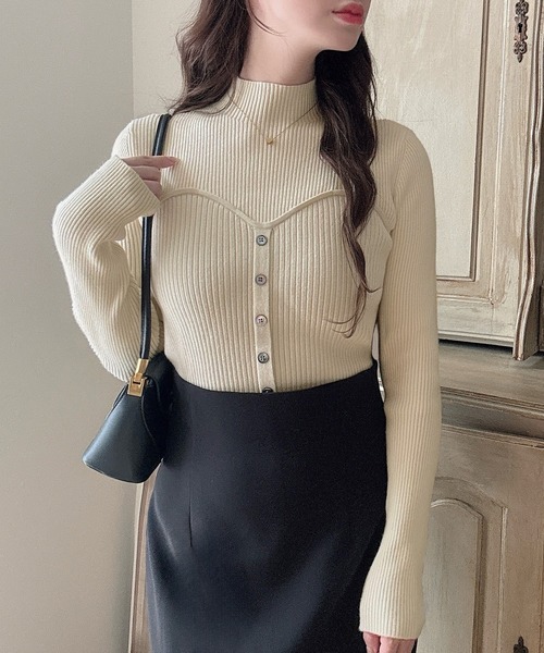 「Meiru」 長袖ニット MEDIUM アイボリー レディース_画像4