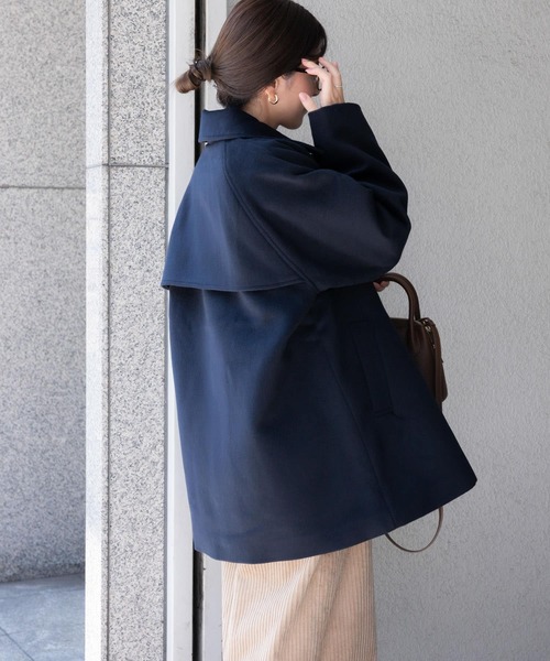 「URBAN RESEARCH DOORS」 ピーコート MEDIUM ネイビー レディース_画像3