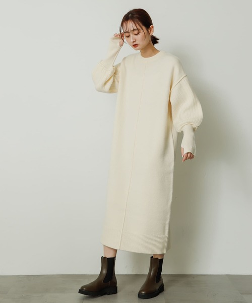 「SENSE OF PLACE by URBAN RESEARCH」 ニットワンピース ONE ネイビー レディース_画像3