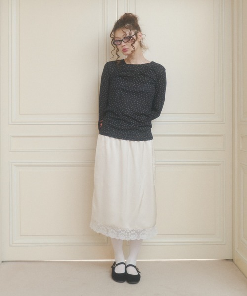 トップス chernyy satin lace midi skirt chernyy スカート satin lace midi skirt / サテンレースミディ