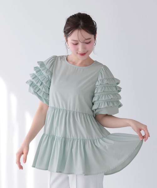 Fit more（フィットモア） 袖フリルティアードトップス レディース