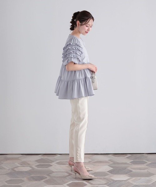 Fit more（フィットモア） 袖フリルティアードトップス レディース