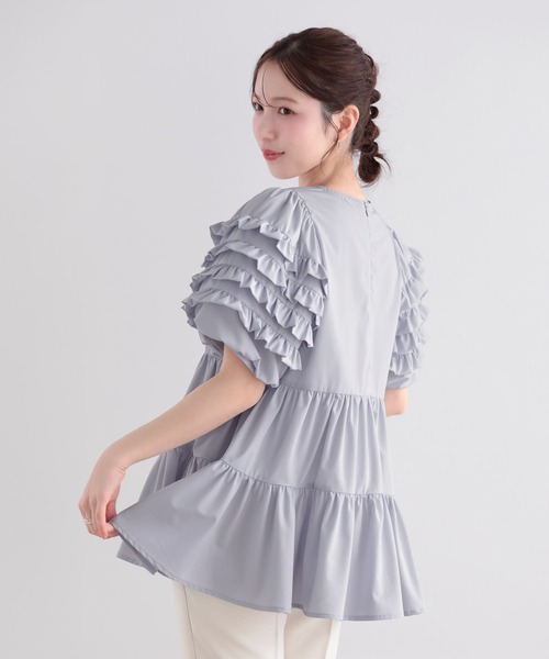 Fit more（フィットモア） 袖フリルティアードトップス レディース
