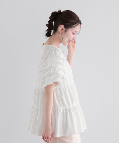 Fit more（フィットモア） 袖フリルティアードトップス レディース