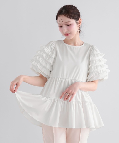 Fit more（フィットモア） 袖フリルティアードトップス レディース
