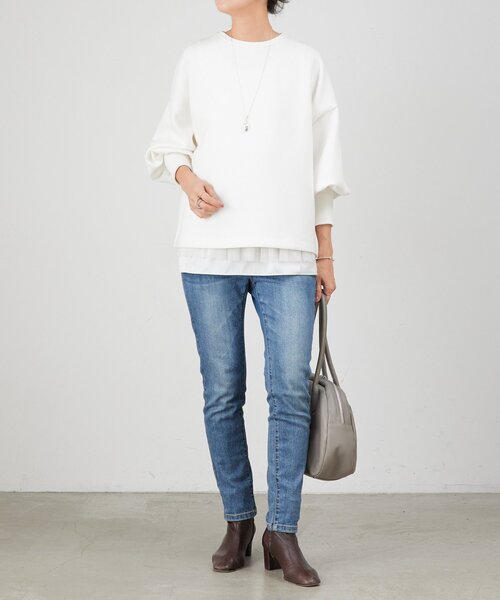 BEARDSLEY ビアズリー ★ 長袖カットソー コットンTシャツ ホワイト BEARDSLEY（ビアズリー） 長袖カットソー 1 ホワイト レディース