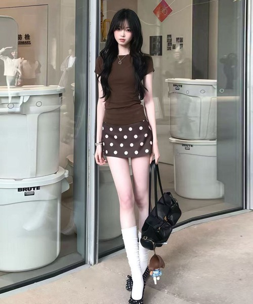 Ressaca（レサーカ） スカート 夏 インナーパンツ付きドット柄ミニ
