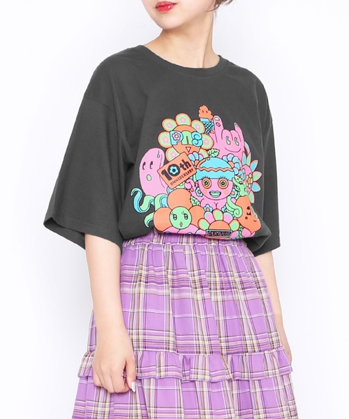 「PUNYUS」 半袖Tシャツ 4 スミクロ レディース_画像3