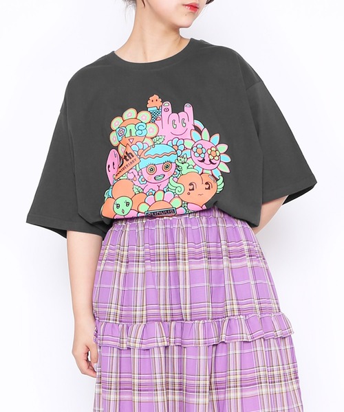 「PUNYUS」 半袖Tシャツ 4 スミクロ レディース_画像7