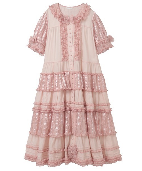 PINK HOUSE（ピンクハウス） ワンピース 半袖 フルールラッセルレース