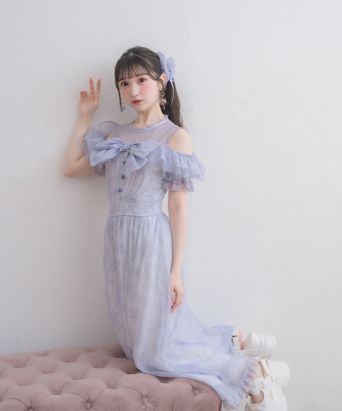 ROJITA（ロジータ） ワンピース 半袖 肩開きリボン花柄ロング