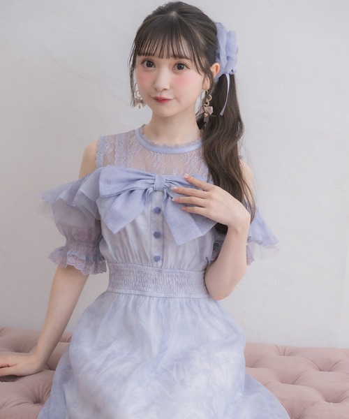 ROJITA（ロジータ） ワンピース 半袖 肩開きリボン花柄ロング