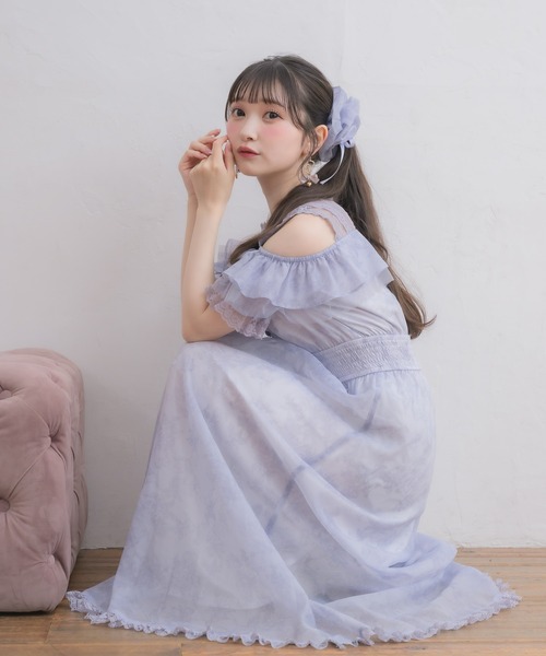 ROJITA（ロジータ） ワンピース 半袖 肩開きリボン花柄ロング