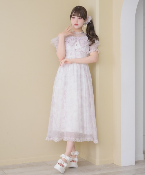 ROJITA（ロジータ） ワンピース 半袖 肩開きリボン花柄ロング