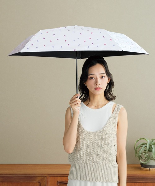 Wpc. 折りたたみ傘 遮光軽量 水彩ハート ミニ レディース : ZOZOTOWN